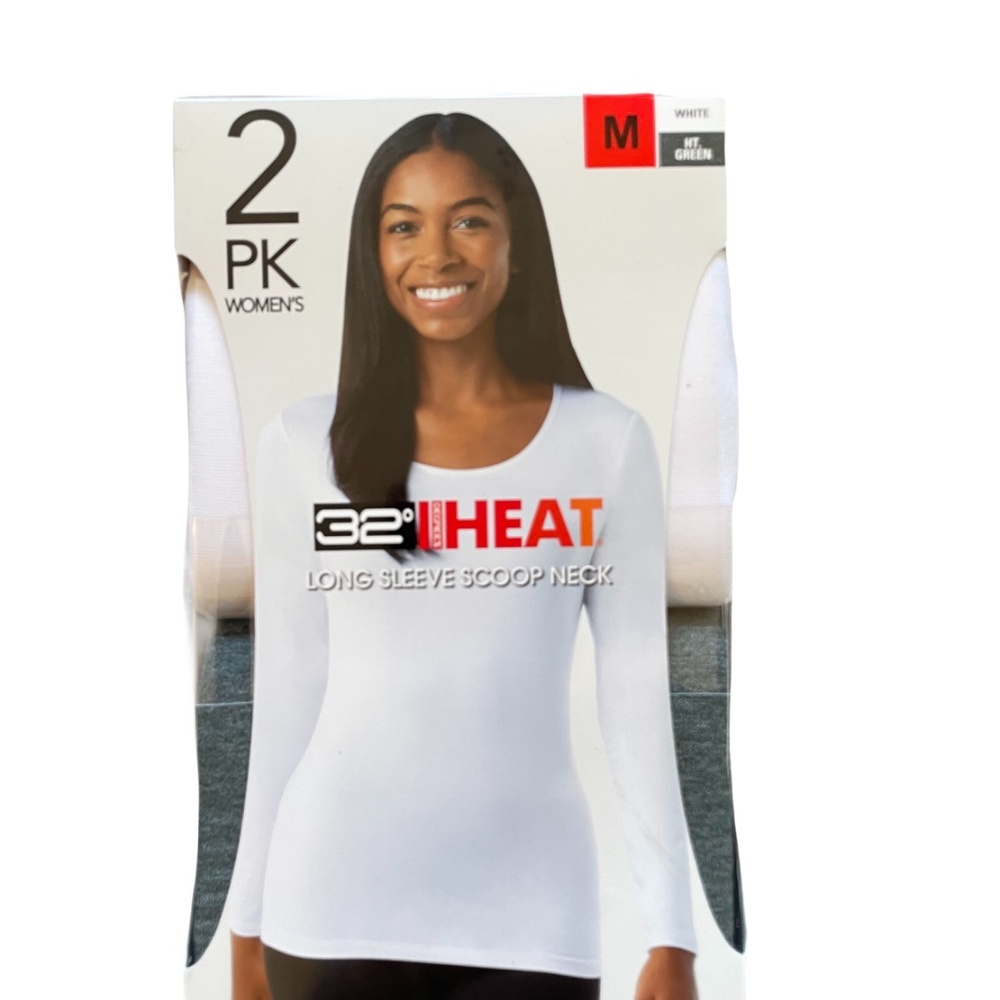 ❤️ 32 DEGREES HEAT LONG SLEEVE SCOOP NECK SET OF 2 SIZE MEDIUM NEW IN BOX